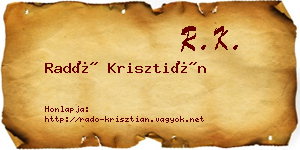 Radó Krisztián névjegykártya